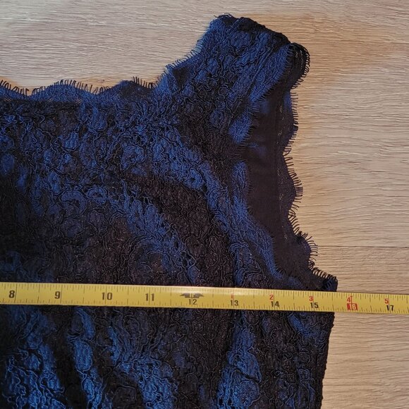 Adrianna Papell Floral Lace Sheath Dress Sz 4 Navy Ethereal Coquette Feminine - Picture 8 of 10